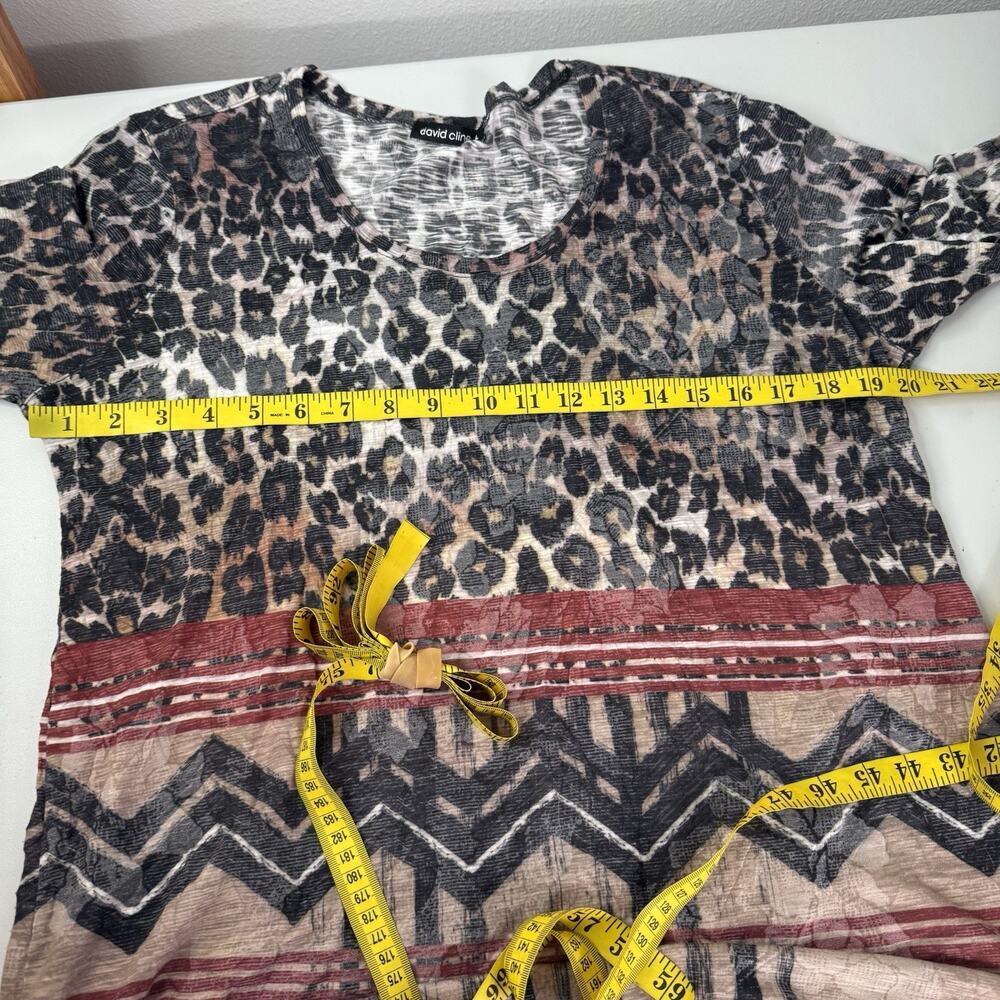 David‎ Cline Shirt Top Womens Large Safari Print Leopard Soft Tunic - Picture 8 of 10